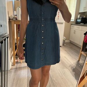 Blue Sleeveless Scoop Neck Sundress
